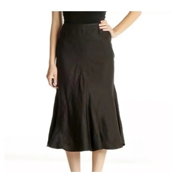 Sandro Sportswear Linen Blend Black MIDI Skirt - Picture 1 of 6